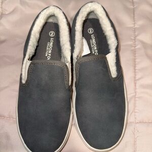 Boys Gray Slip-On Shoes with Faux Fur Lining London Fog boys shoes